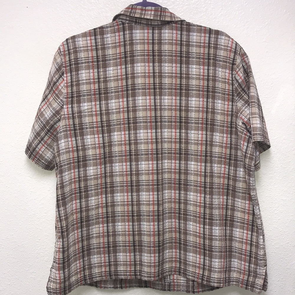 Gloria Vanderbilt Casuals Women’s 1X Neutral Tones Button Up Plaid Top Blouse - Picture 3 of 7